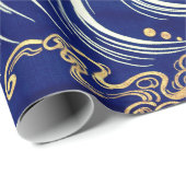 Papier Cadeau POISSON JAPONAIS DANS LES VAGUES À ÉCRAN Wrapper P (Coin rond)