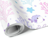 Papier Cadeau poisson le plus mignon dans l'océan (Coin rond)