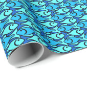 Papier Cadeau Poisson moderne du milieu du siècle, turquoise et (Coin rond)