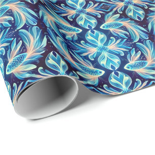 Papier Cadeau POISSON ~ Motif BLUE Shades ~