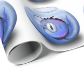 Papier Cadeau Poisson pêcheur aquarium cuvette mignonne (Coin rond)