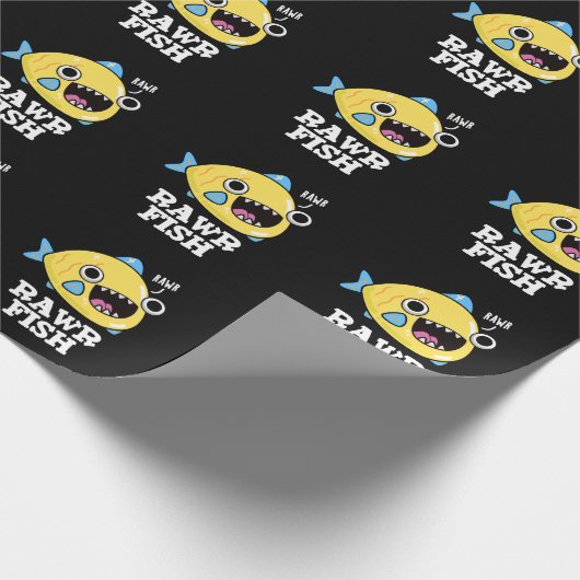 Papier Cadeau Poisson Rawr Funny Animal Pun Dark BG (Coin)