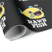 Papier Cadeau Poisson Rawr Funny Animal Pun Dark BG (Coin rond)
