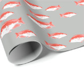 Papier Cadeau Poisson rouge et gris (Coin rond)