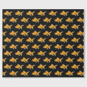 Papier Cadeau poisson rouge sur noir (Plat)