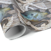 Papier Cadeau Poisson rouge sur quai et corde (Coin rond)