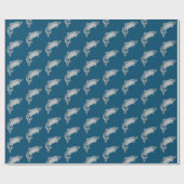 Papier Cadeau poisson sur fond bleu (Plat)
