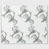 Papier Cadeau Poisson volant Main Tirée Océan Créature (Plat)