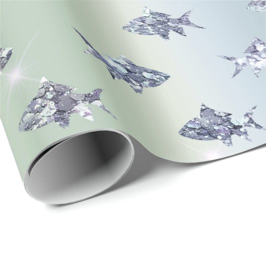 Papier Cadeau Poissons avec brio sur (Coin rond)