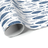 Papier Cadeau Poissons bleus (Coin rond)