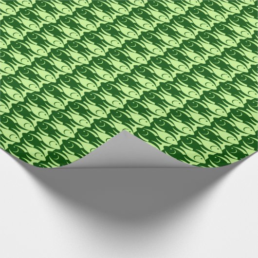 Papier Cadeau Poissons, chaux et vert-foncé modernes de la (Coin)
