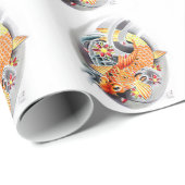 Papier Cadeau Poissons classiques japonais orientaux frais de (Coin rond)