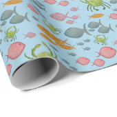 Papier Cadeau Poissons et crabes (Coin rond)