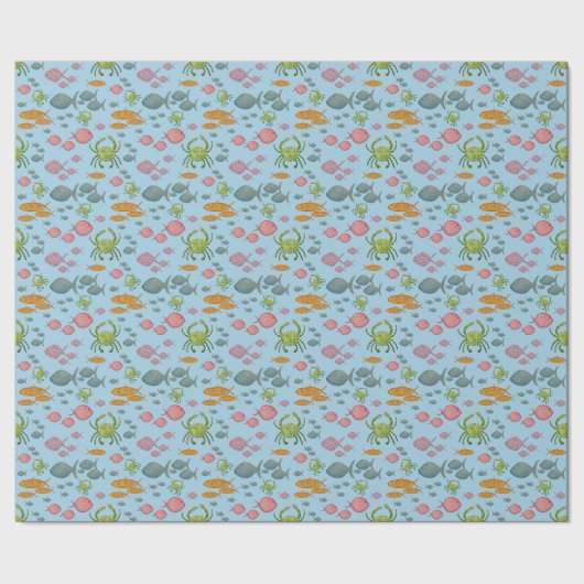 Papier Cadeau Poissons et crabes (Couture)