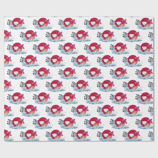 Papier Cadeau Poissons mignons dans l'eau (Plat)