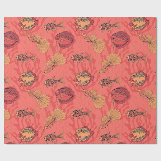 Papier Cadeau Poissons sur corail vivant arrière - plan (Plat)