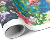 Papier Cadeau Poissons tropicaux nageant Fond (Coin rond)