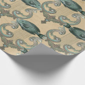 Papier Cadeau Poissons verts et harpes sur le tang (Coin)