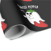 Papier Cadeau Poivre Fantôme Funny Chili Pun Dark BG (Coin rond)
