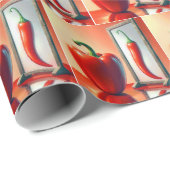 Papier Cadeau Poivre rouge regardant dans un miroir (Coin rond)