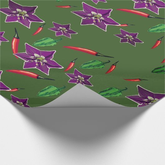 Papier Cadeau Poivrons chauds, Fleur violet Personnalisé (Coin)