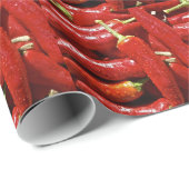 Papier Cadeau Poivrons de piments d'un rouge ardent (Coin rond)