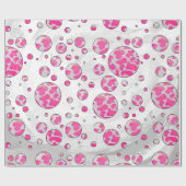 Papier Cadeau Poka Dot Vache rose et blanc (Plat)