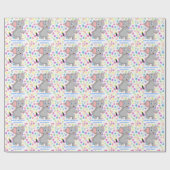 Papier Cadeau POKER éléphant DOTS papier enveloppant BLEU (Plat)