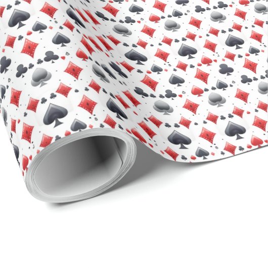 Papier Cadeau Poker Playing Card Themed Gift Wrapping Paper Wrap (Coin rond)