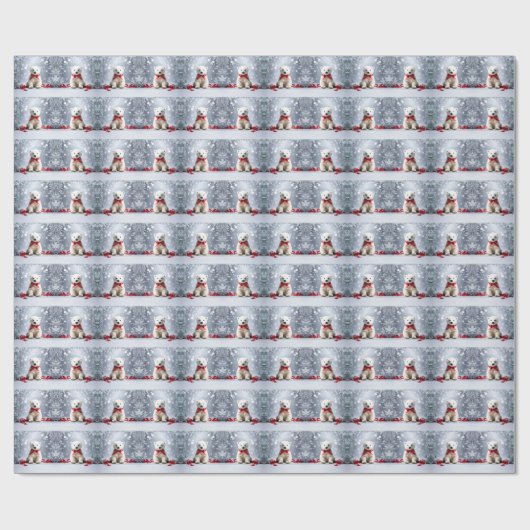 Papier Cadeau Polar Bear Christmas Holiday Wrapping Paper (Plat)
