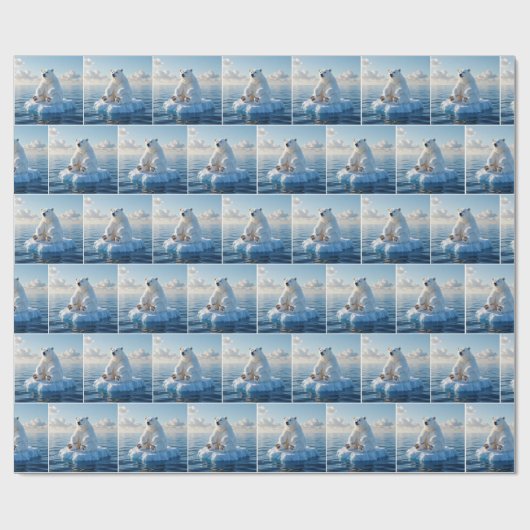 Papier Cadeau Polar Bear Floating On an Ice Floe (Plat)