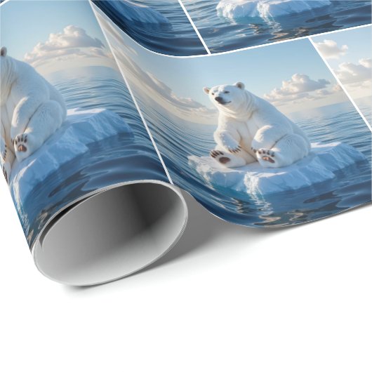 Papier Cadeau Polar Bear Floating On an Ice Floe (Coin rond)