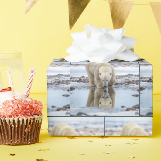 Papier Cadeau Polar Bear Looking at its Reflection (Fête d'anniversaire)