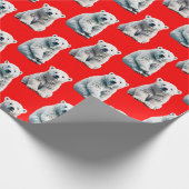 Papier Cadeau Polar Bear Pattern Design On Red  (Coin)