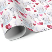 Papier Cadeau Polar Bear Valentine Gift Wrapping Paper - White (Coin rond)
