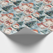 Papier Cadeau Polar Bears with Hats & Scarves Wrapping Paper (Coin)