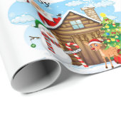 Papier Cadeau Pôle Nord de Père Noël Ajouter le nom de l'enfant (Coin rond)