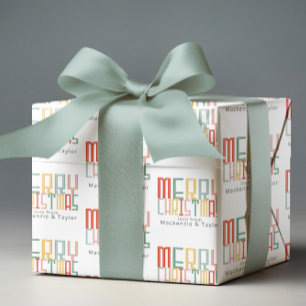 Papier Cadeau Police de Noël Funky et Texte Personnalisé