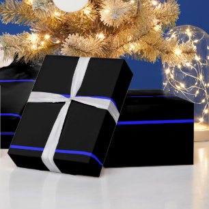 Papier Cadeau Police Légère Ligne bleue