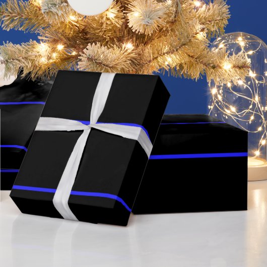 Papier Cadeau Police Légère Ligne bleue (Vacances)