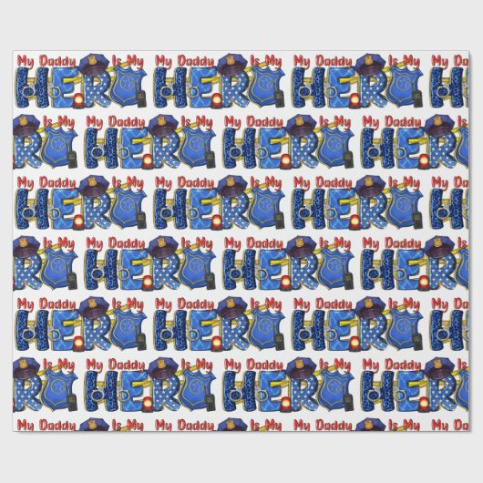 Papier Cadeau Policeman Daddy Hero (Plat)