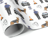 Papier Cadeau Policier, chien policier, K9 dirigeant, voiture de (Coin rond)