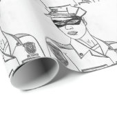 Papier Cadeau Policière superbe (Coin rond)