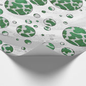 Papier Cadeau Polis Dot Vache vert et blanc Impression (Coin)