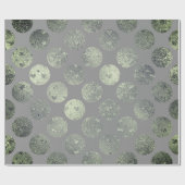 Papier Cadeau Polka Big Dots Vert Turquoise Gris métallique Grap (Plat)