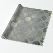 Papier Cadeau Polka Big Dots Vert Turquoise Gris métallique Grap (Déroulé)