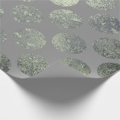 Papier Cadeau Polka Big Dots Vert Turquoise Gris métallique Grap (Coin)