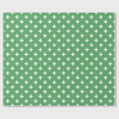 Papier Cadeau Polka blanche croise sur vert (Plat)