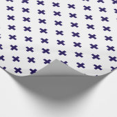Papier Cadeau Polka bleu marine croise sur blanc (Coin)