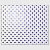 Papier Cadeau Polka bleu marine croise sur blanc (Plat)